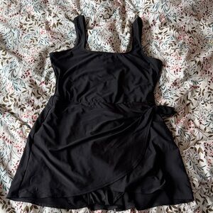 Old Navy Black One-Piece Swimdress with Tie Waist